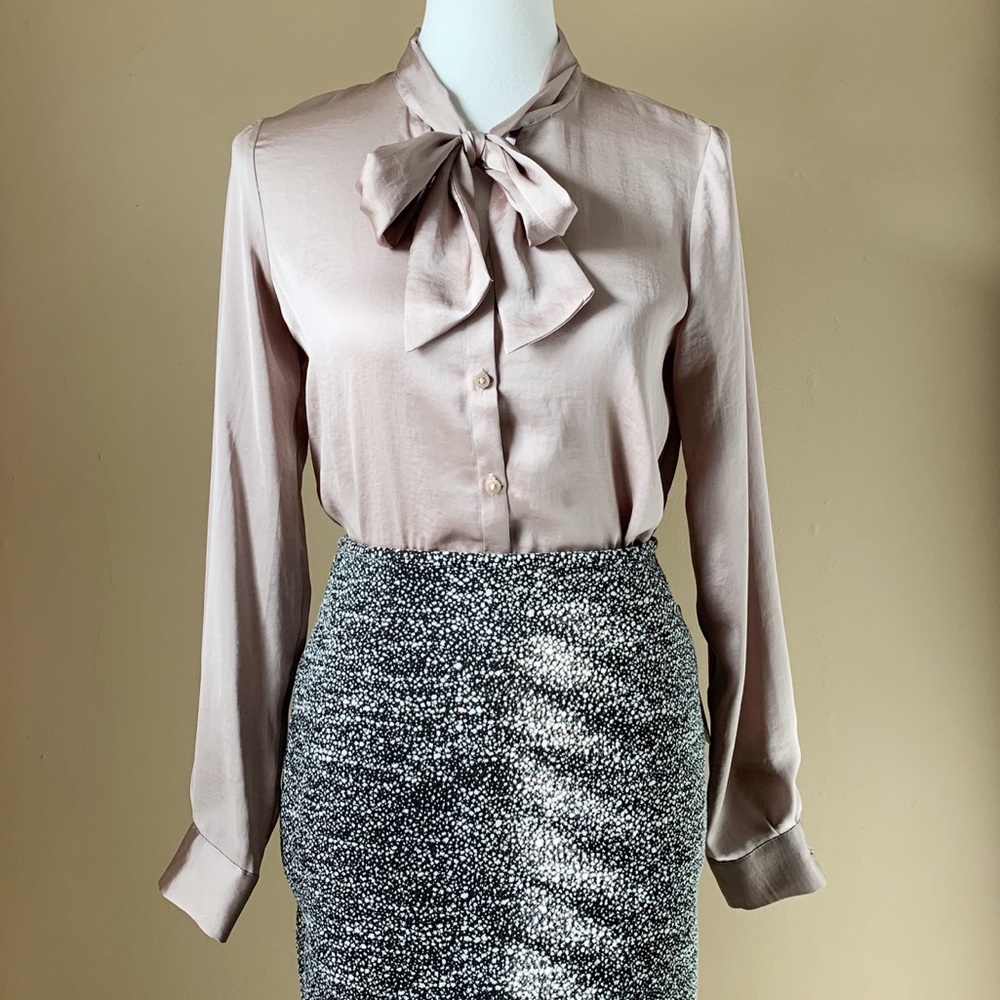 DKNY Satin Bow-Neck Blouse